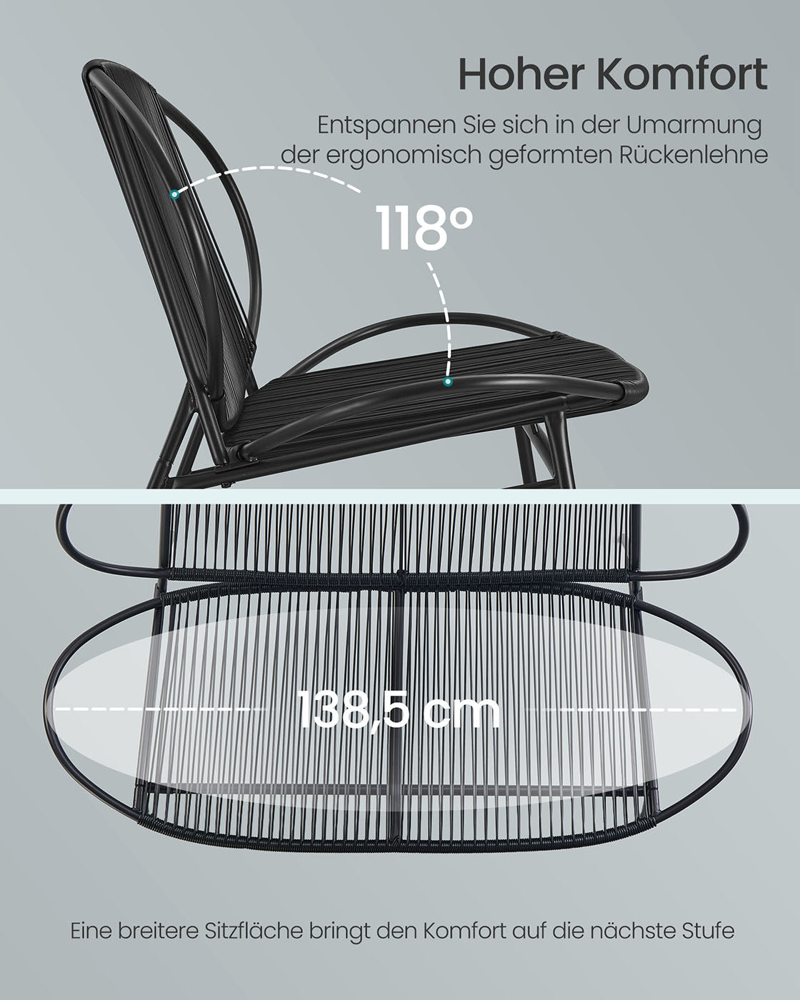 Tuinbank van PE Rotan – 70 x 138,5 x 79 cm – Weerbestendig