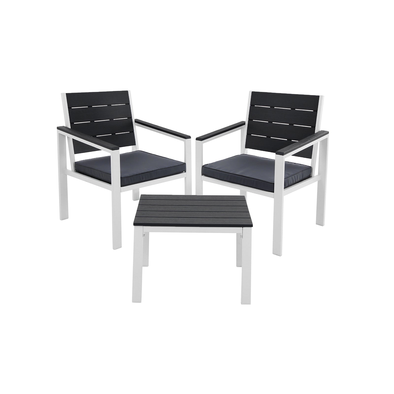 Tuinmeubelset – Comfortabele stoelen met kussens – Rookgrijs en wit
