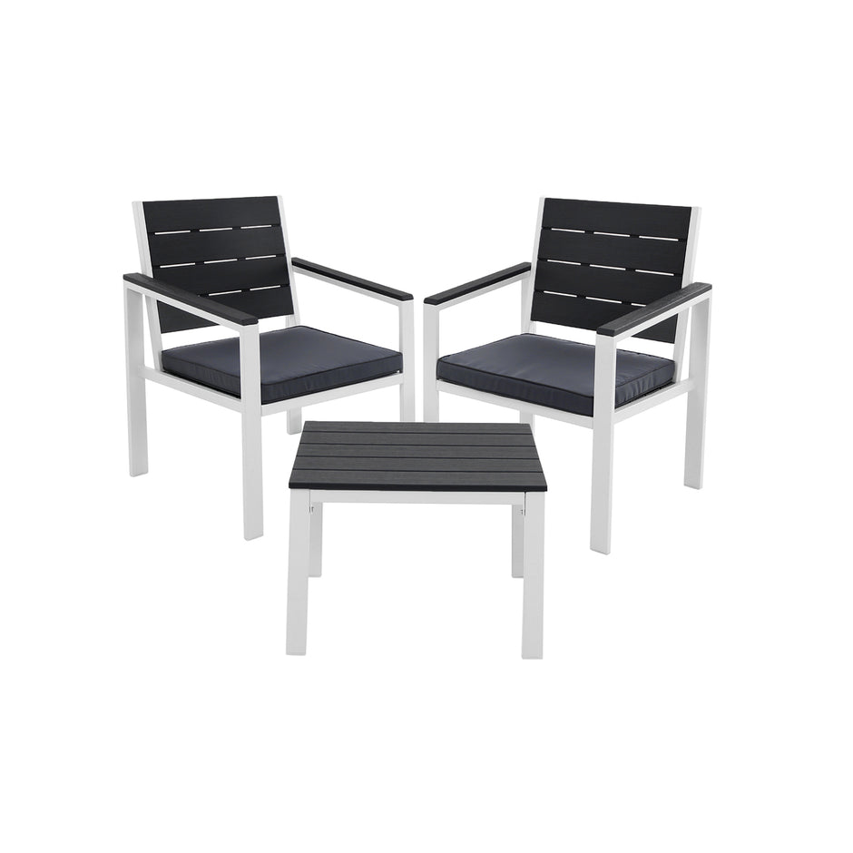 Tuinmeubelset – Comfortabele stoelen met kussens – Rookgrijs en wit