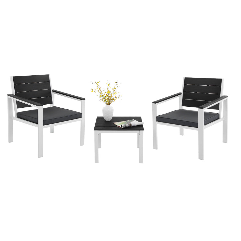 Tuinmeubelset – Comfortabele stoelen met kussens – Rookgrijs en wit