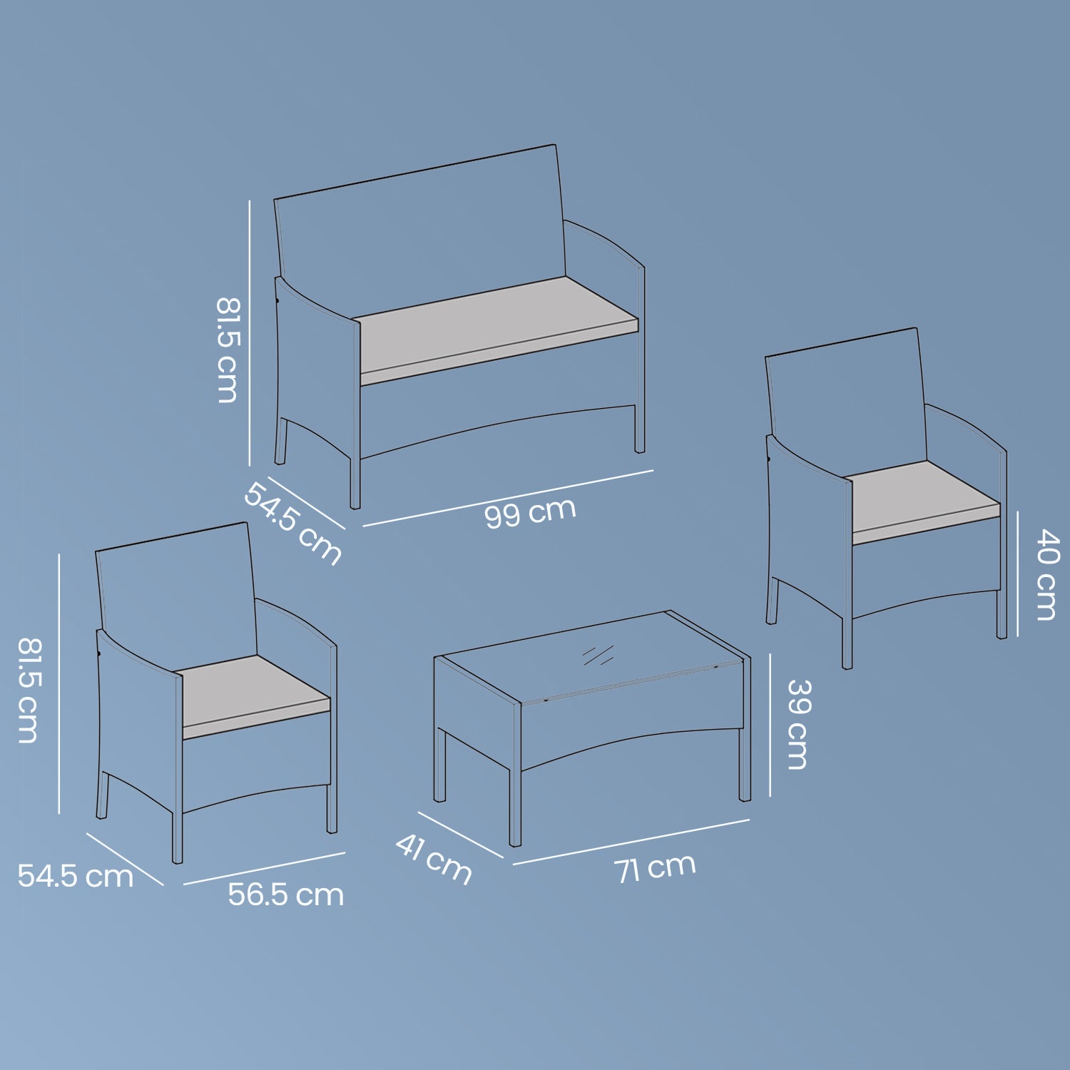 Balkonset – Tuinmeubelset van PE polyrotan, compact en stijlvol
