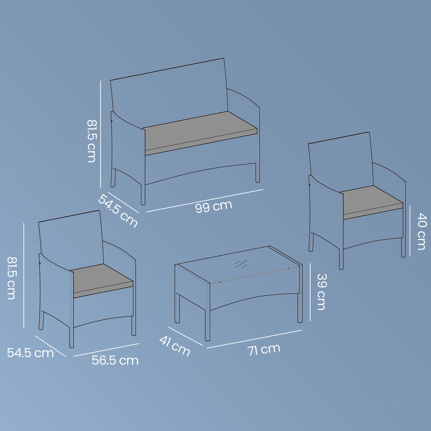 Balkonset – Tuinmeubelset van PE polyrotan, compact en stijlvol