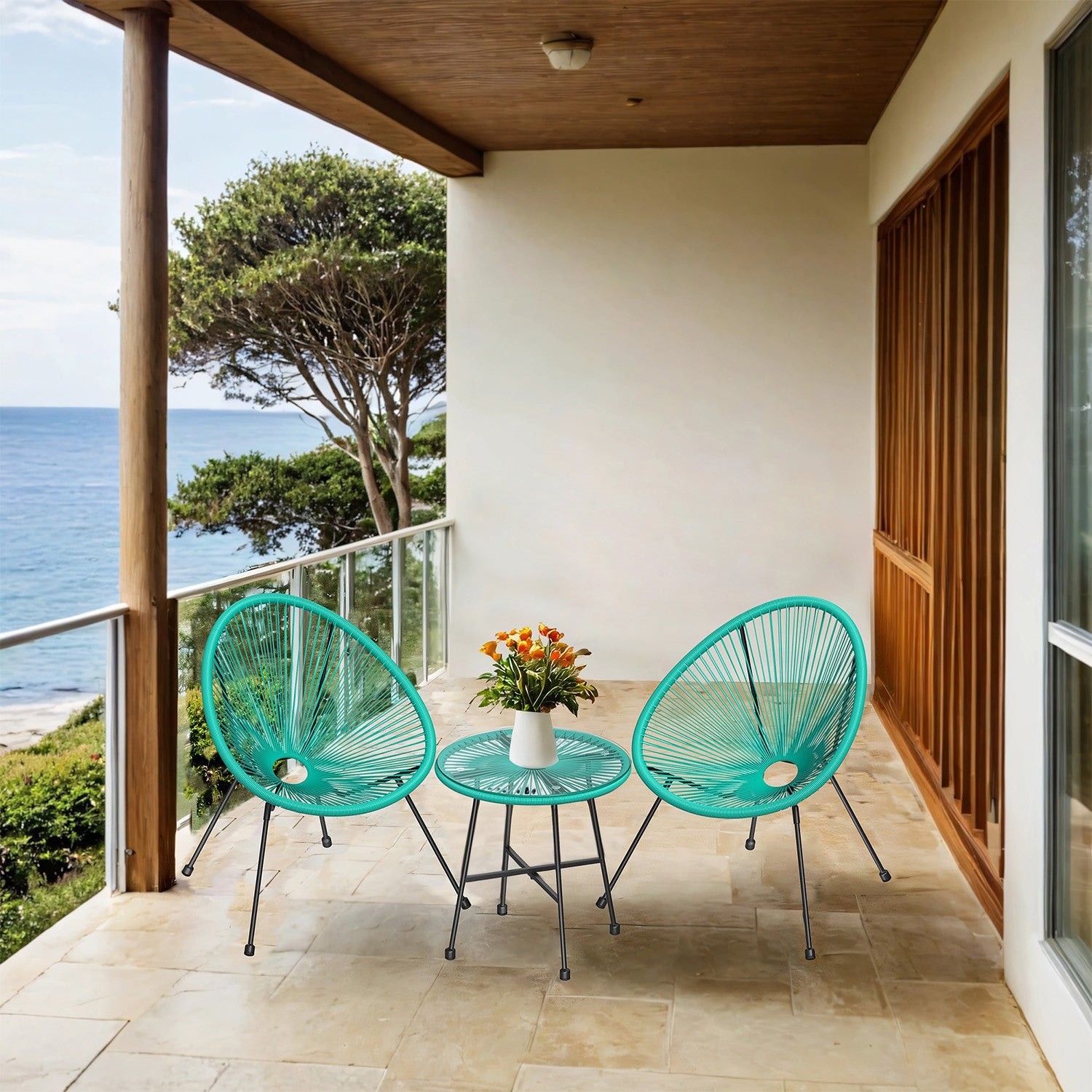 Balkonmeubelset van 3 – Tuinset met 2 stoelen en tafel