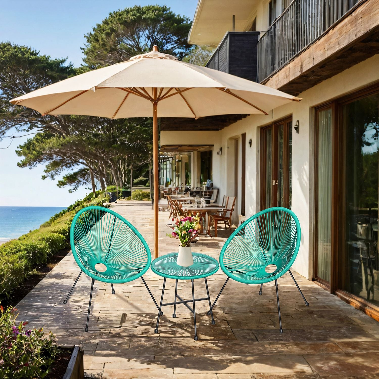 Balkonmeubelset van 3 – Tuinset met 2 stoelen en tafel