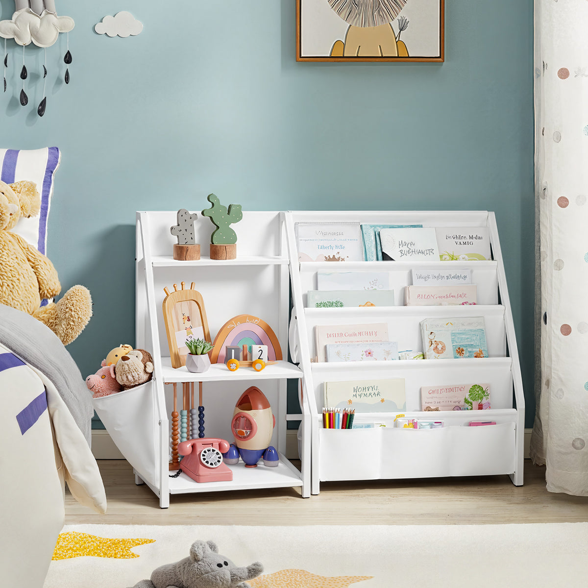 Kinderrek - Montessori Speelgoed- en Boekenrek - Wit - 108,5 x 30 x 75 cm