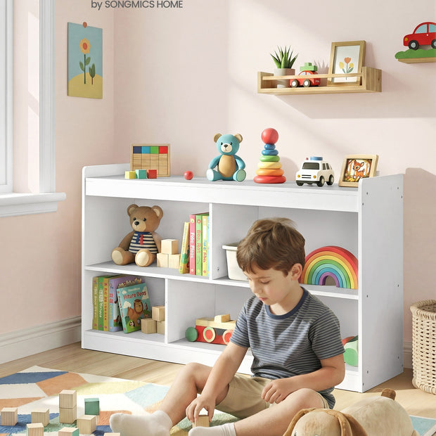 Kinderplank - 30 x 112,2 x 65 cm - Wolkenwit - 120 kg capaciteit bovenste plank - 20 kg per vak - Spaanplaat, MDF