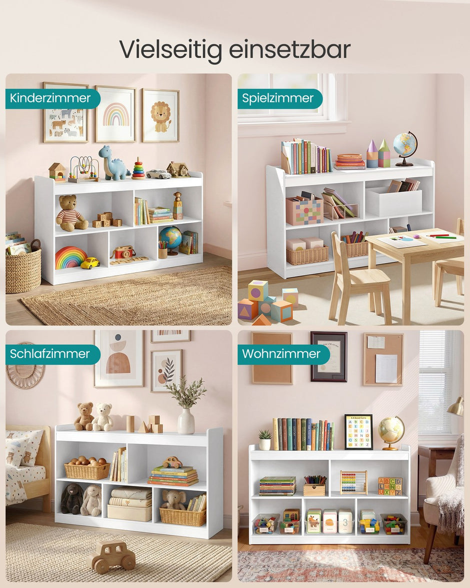 Kinderplank - 30 x 112,2 x 65 cm - Wolkenwit - 120 kg capaciteit bovenste plank - 20 kg per vak - Spaanplaat, MDF