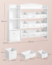 Speelgoedopbergrek - 30 x 113,1 x 104 cm - Wolkenwit - Maximaal 120 kg belastbaar - Vliesstof, spaanplaat, MDF