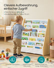 Kinderboekenkast – 6 Vakken – Staal en Oxfordstof – Montessori – Beukenbeige en Wit