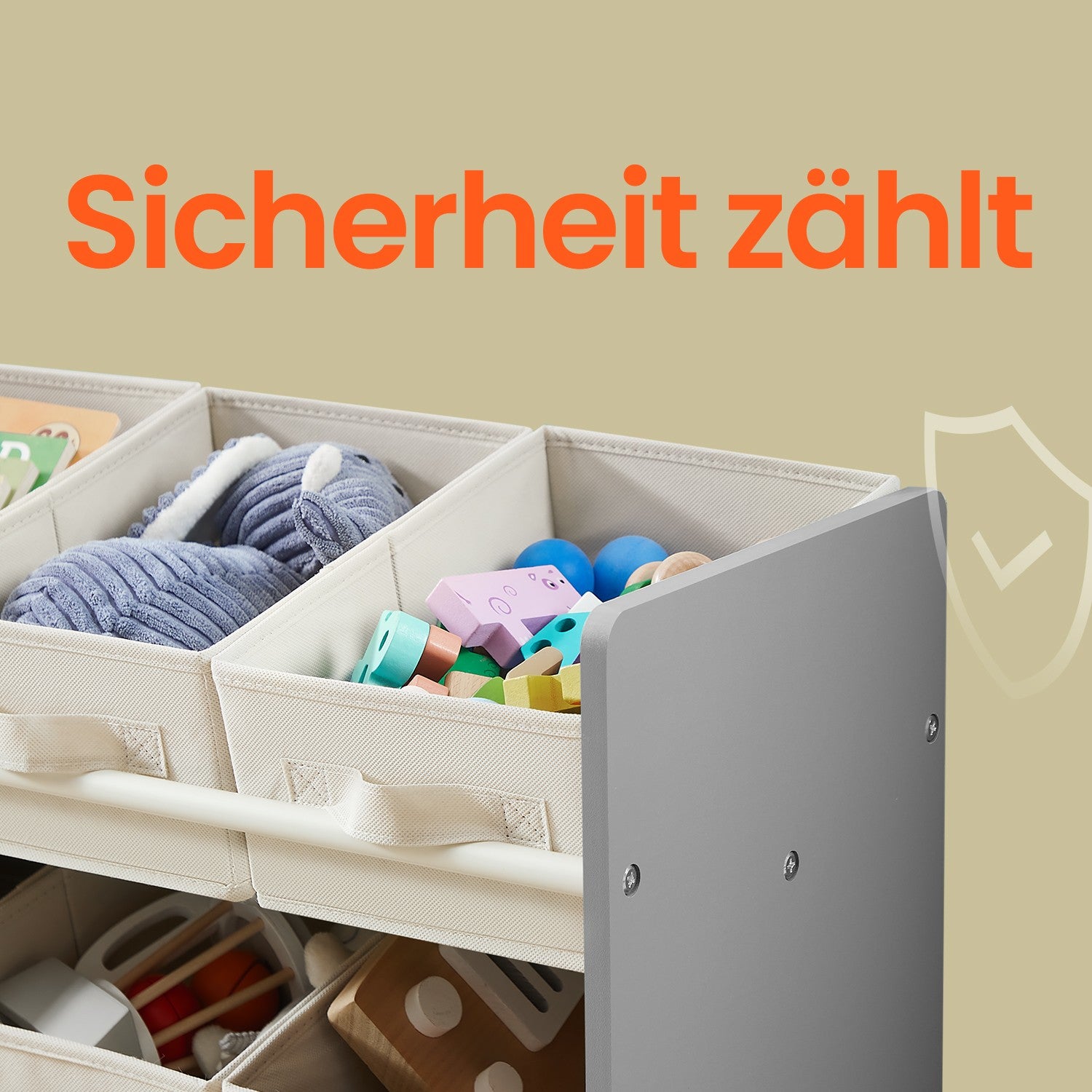 Boekenkast met 9 stoffen opbergdozen – Organizerplank met vakken