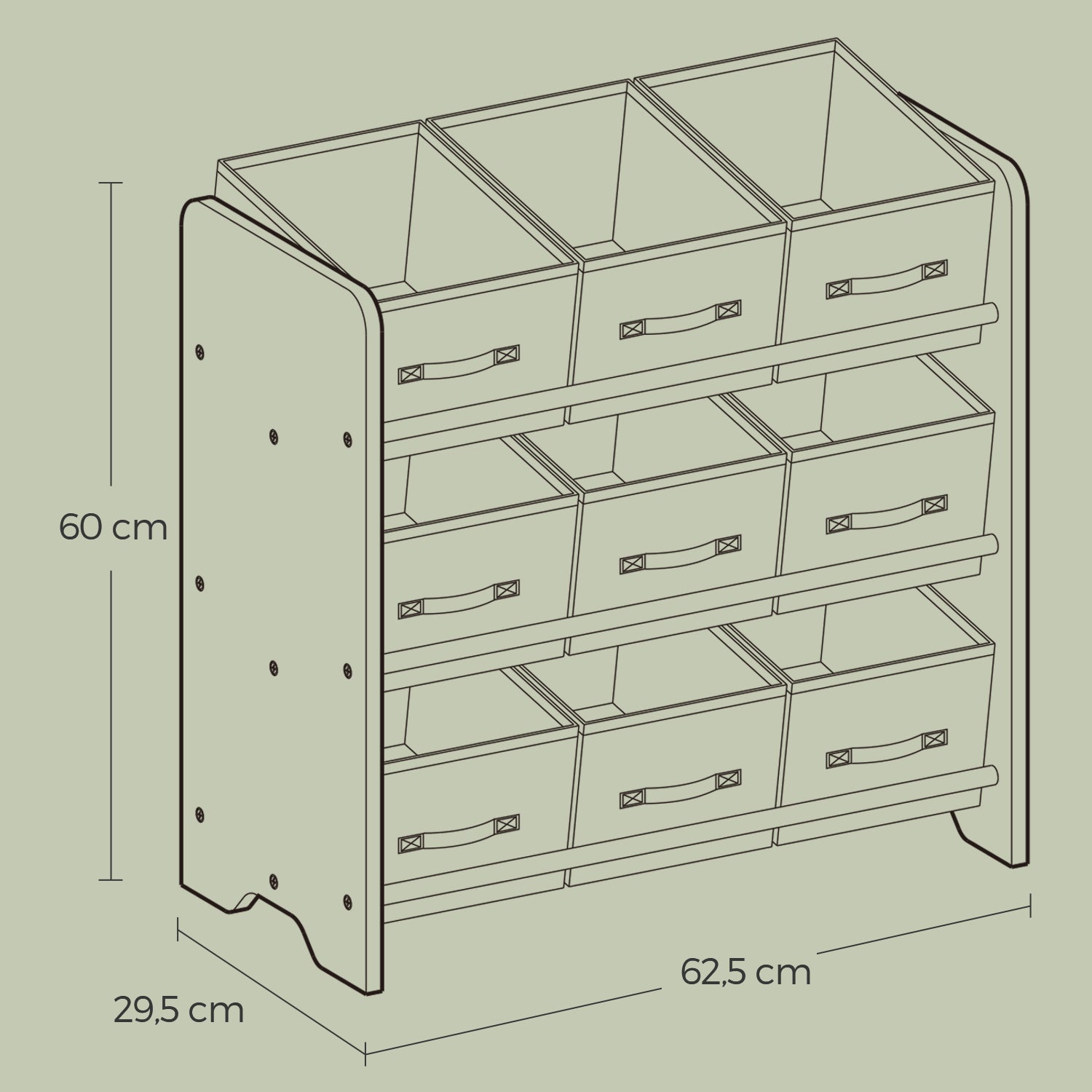 Boekenkast met 9 stoffen opbergdozen – Organizerplank met vakken
