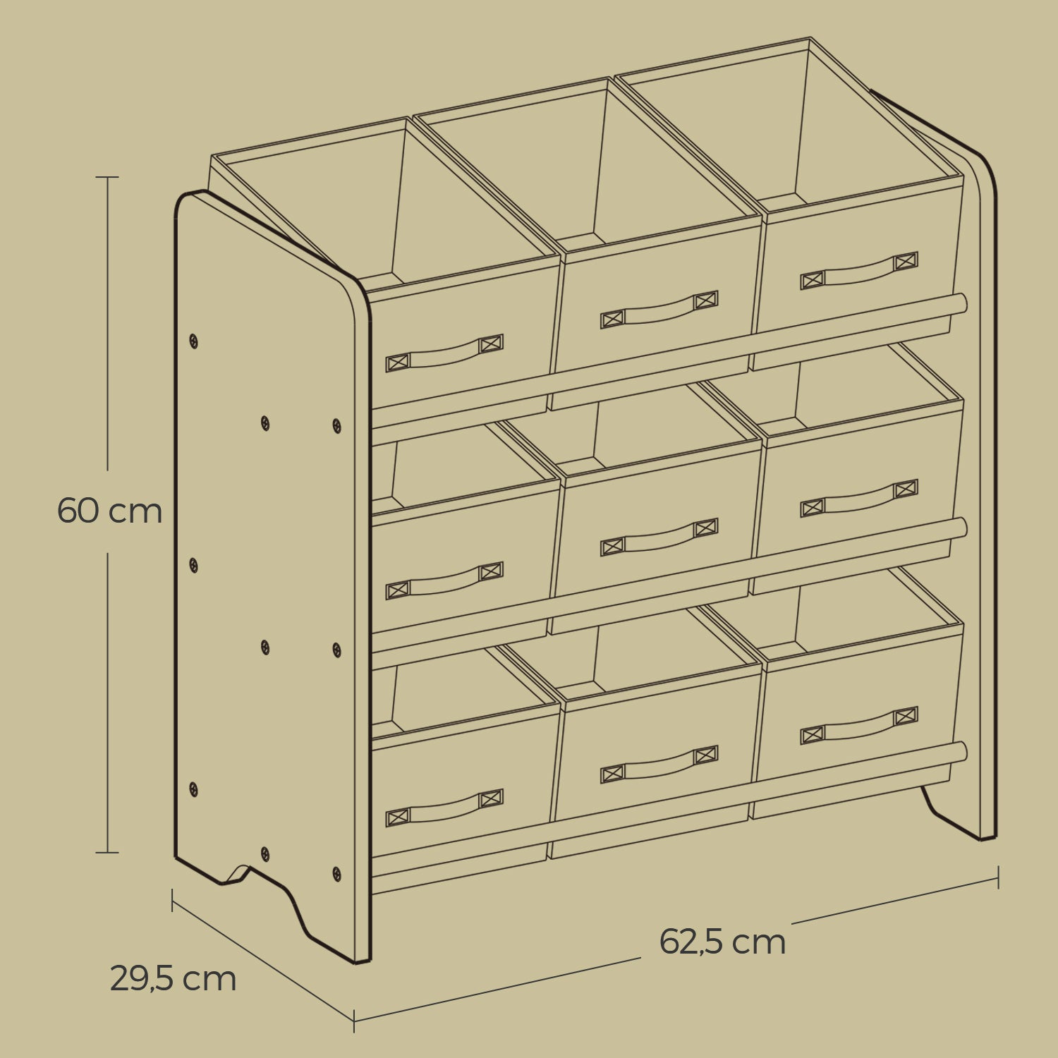 Boekenkast met 9 stoffen opbergdozen – Organizerplank met vakken