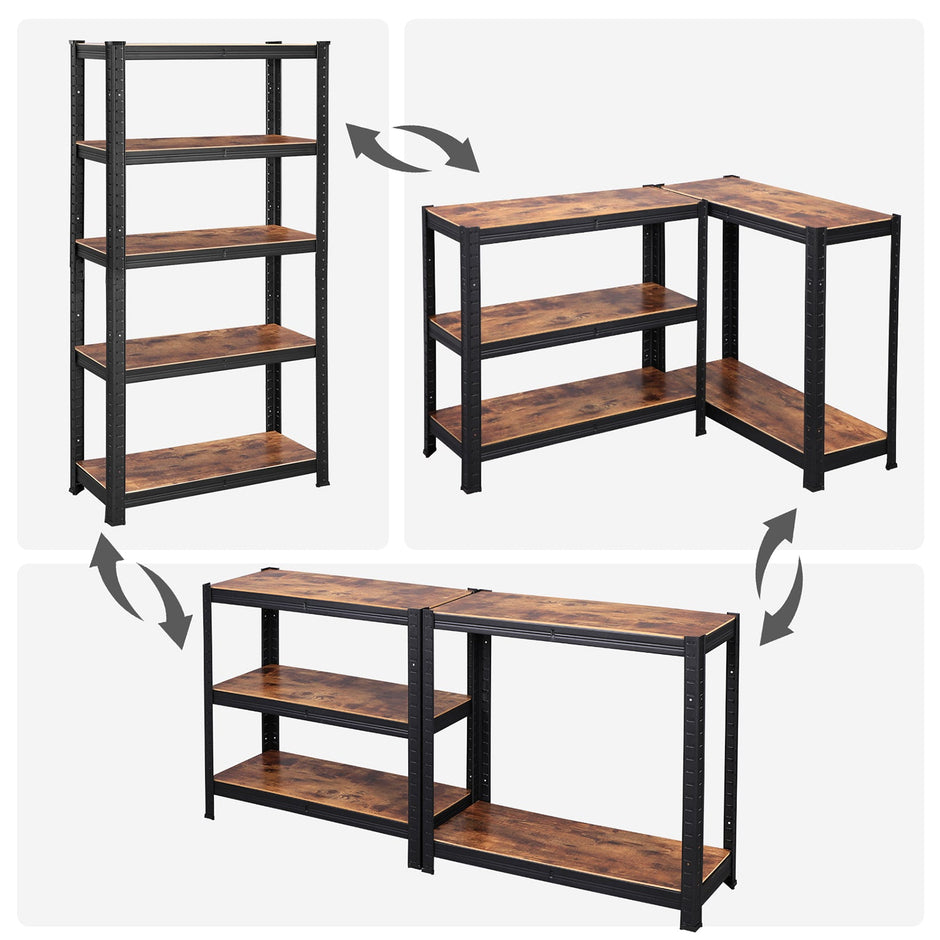 Set van 2 Stellingkasten – 200 x 120 x 60 cm – 175 kg draagvermogen per plank – Gepoedercoat staal