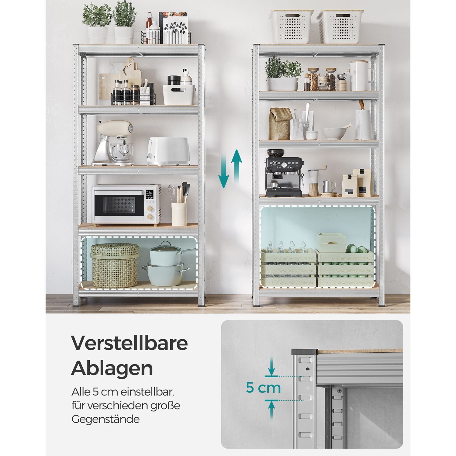 Set van 2 opbergplanken – zilver