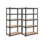 Opslagkast - Set van 2 - Metalen frame - 200 x 100 x 50 cm - Belastbaar tot 875 kg - Zwart