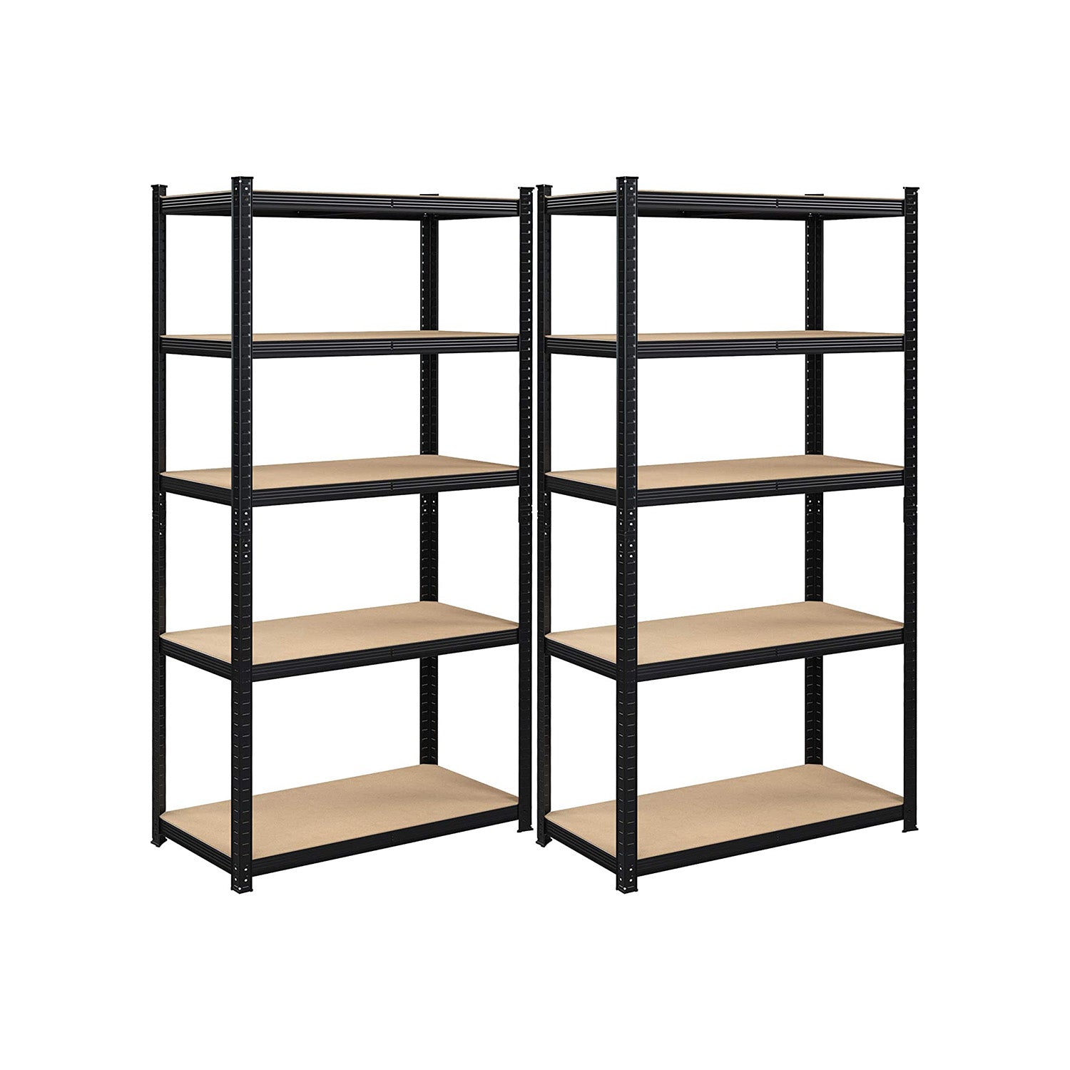 Opslagkast - Set van 2 - Metalen frame - 200 x 100 x 50 cm - Belastbaar tot 875 kg - Zwart
