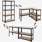 Opslagkast - Set van 2 - Metalen frame - 200 x 100 x 50 cm - Belastbaar tot 875 kg - Zwart