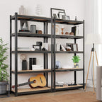 Opslagkast - Set van 2 - Metalen frame - 200 x 100 x 50 cm - Belastbaar tot 875 kg - Zwart