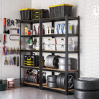 Opslagkast - Set van 2 - Metalen frame - 200 x 100 x 50 cm - Belastbaar tot 875 kg - Zwart