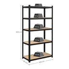 Opslagkast - Set van 2 - Metalen frame - 200 x 100 x 50 cm - Belastbaar tot 875 kg - Zwart