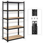 Opslagkast - Set van 2 - Metalen frame - 200 x 100 x 50 cm - Belastbaar tot 875 kg - Zwart