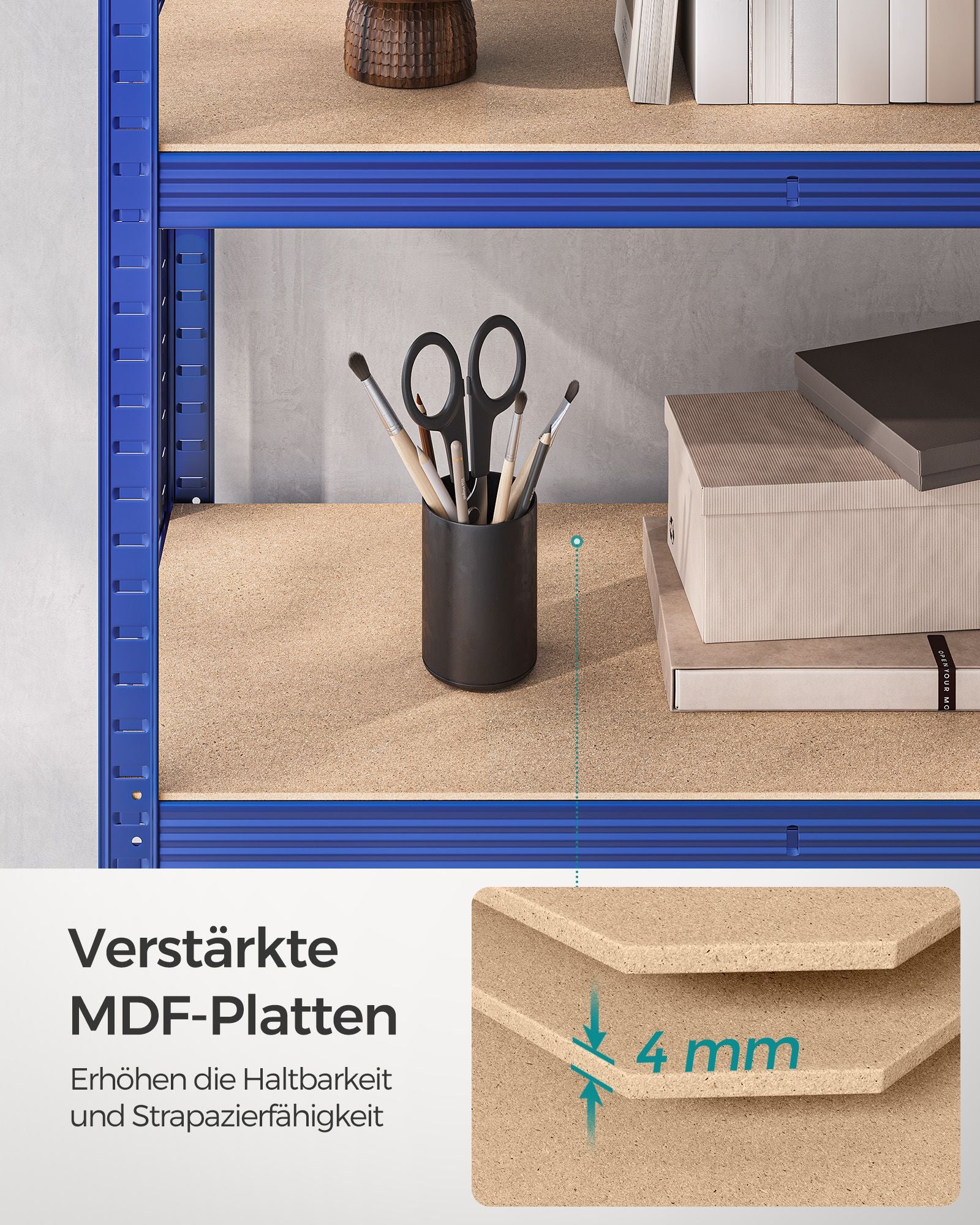 Opbergrek - 200 x 100 x 50 cm - 5 Verstelbare Planken - Staal - Blauw