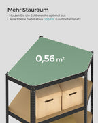 Hoekplank – draagvermogen 875 kg – gepoedercoat staal – inktzwart & natuurlijk beige