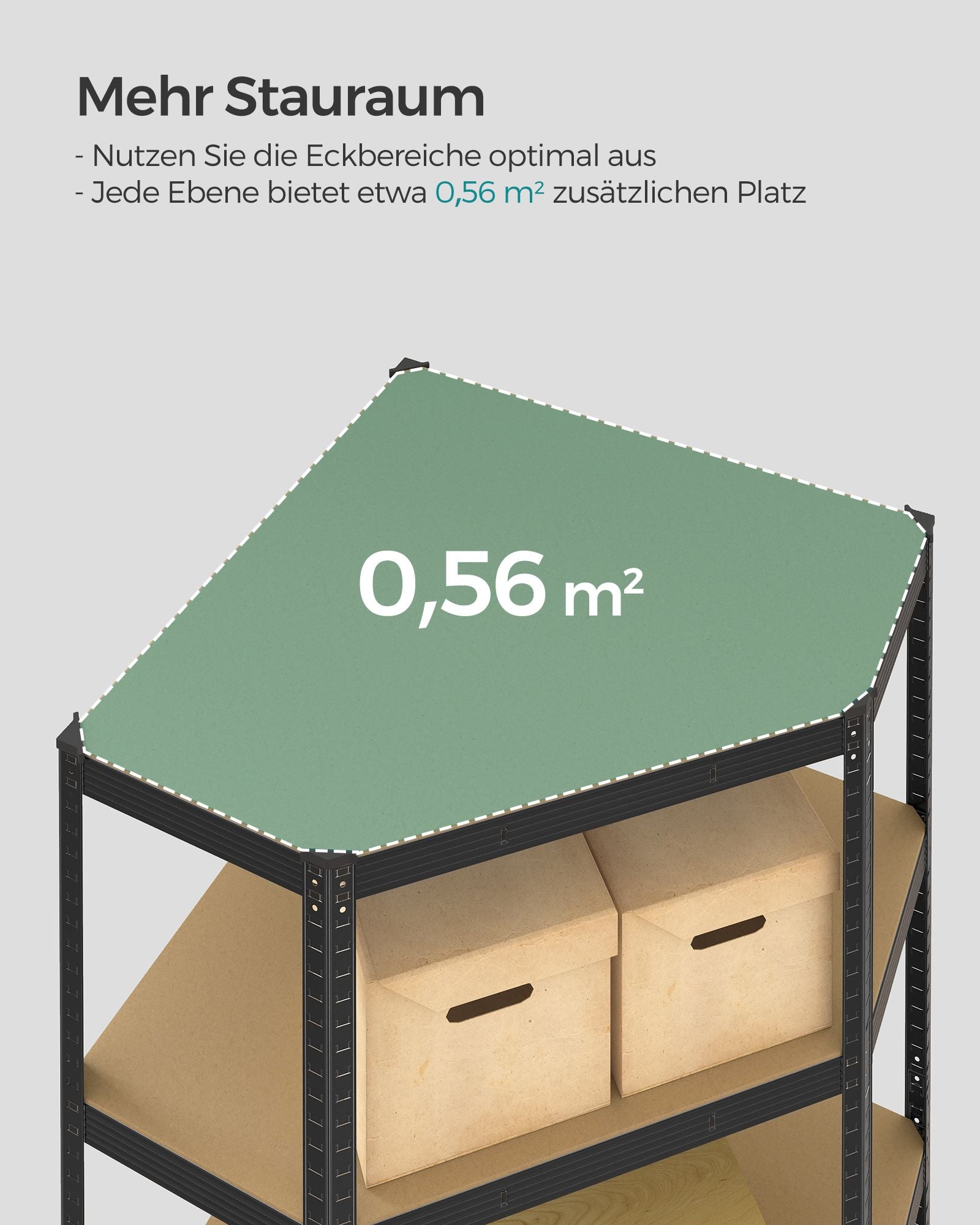 Hoekplank – draagvermogen 875 kg – gepoedercoat staal – inktzwart & natuurlijk beige