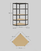 Hoekplank – draagvermogen 875 kg – gepoedercoat staal – inktzwart & natuurlijk beige