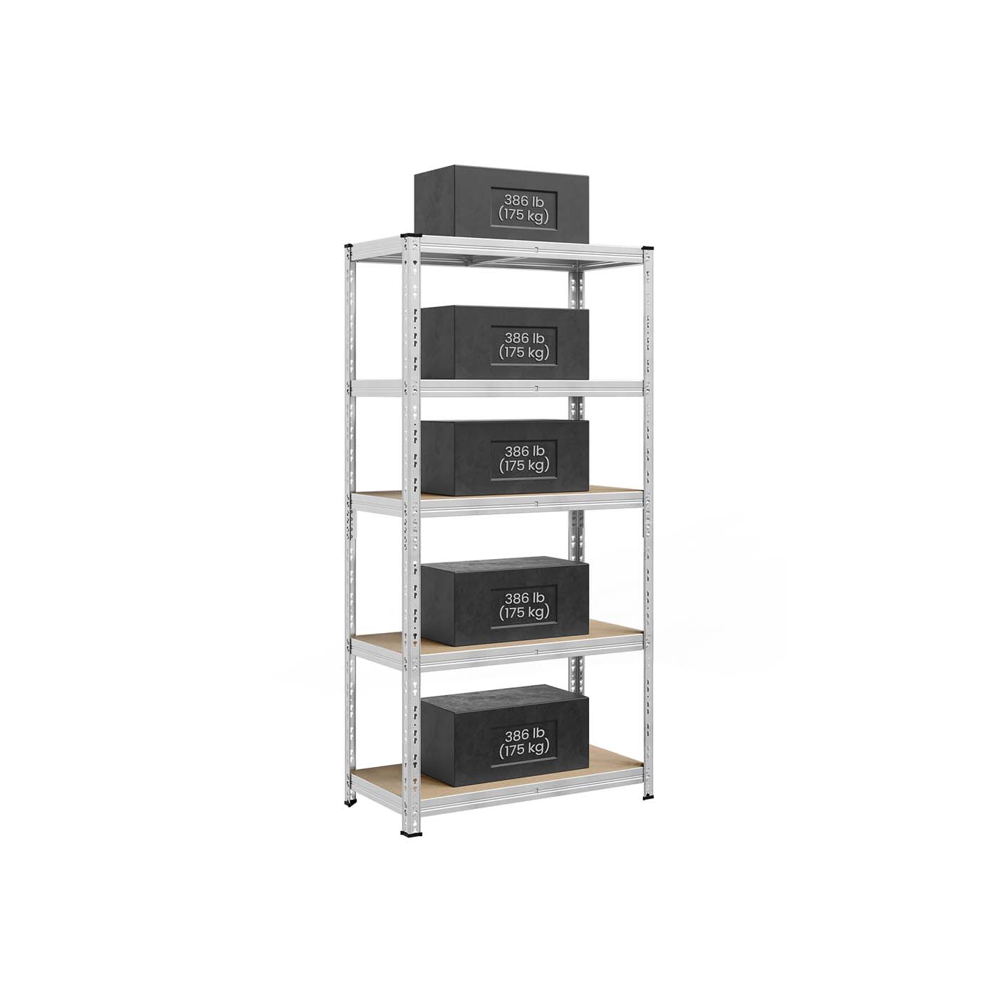 Stellingkast – 200 x 100 x 50 cm – staal en MDF – 175 kg per plank