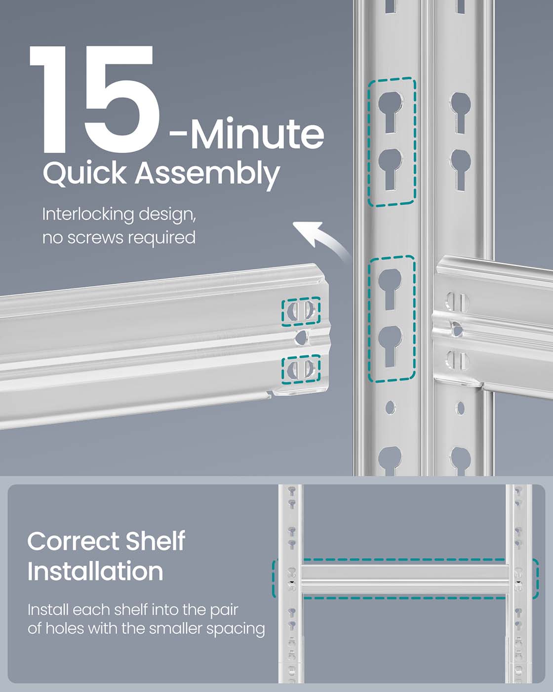 Stelling – robuust en verstelbaar – staal – zilver