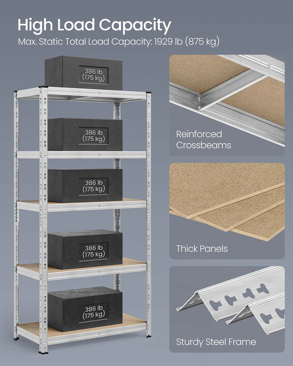 Stellingkast – 200 x 100 x 50 cm – staal en MDF – 175 kg per plank