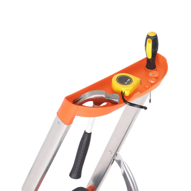 Vouwladder – Antislip – 5 treden – Grijs-oranje