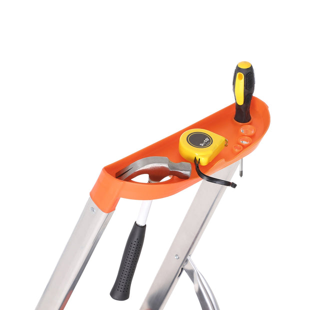 Vouwladder – Stevig aluminium – 6 treden – Grijs / Oranje