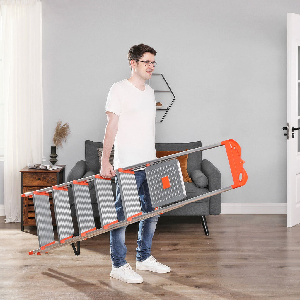 Ladder - Aluminium trapladder - 6 treden - Grijs / Oranje