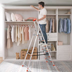 Ladder - Aluminium trapladder - 6 treden - Grijs / Oranje