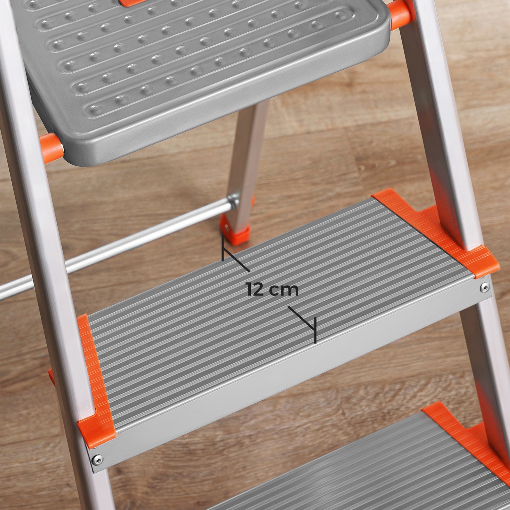 Ladder - Aluminium trapladder - 6 treden - Grijs / Oranje