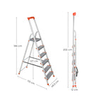 Ladder - Aluminium trapladder - 6 treden - Grijs / Oranje