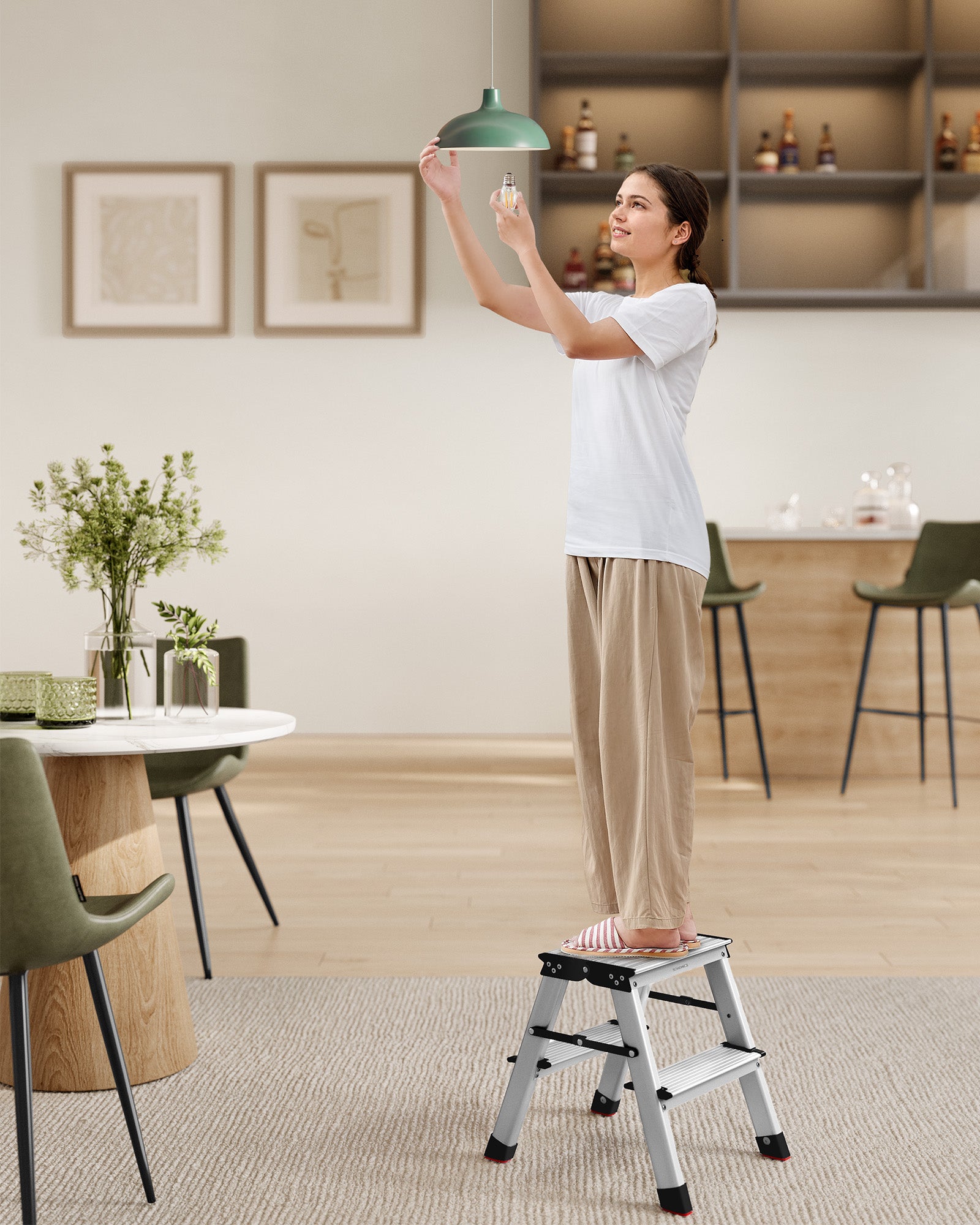 Ladder – met 2 antisliptreden – zilvergrijs-inktzwart