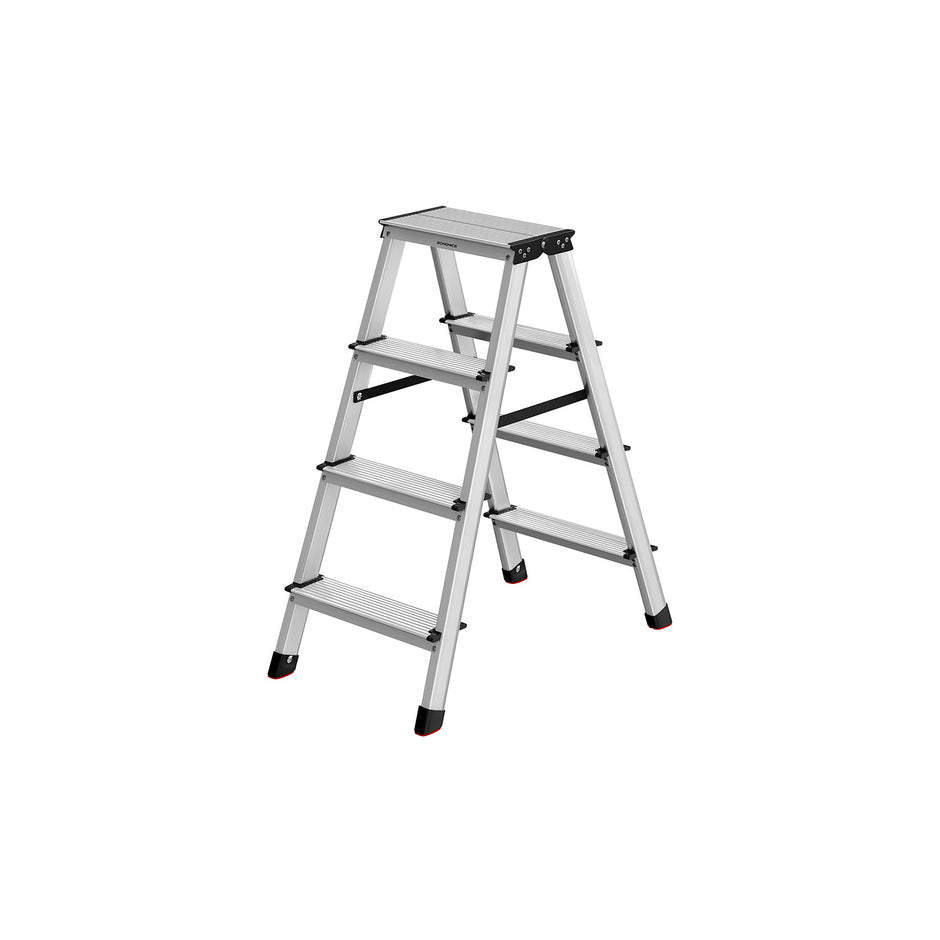 Ladder met 4 antisliptreden – aluminium – zilvergrijs-inktzwart