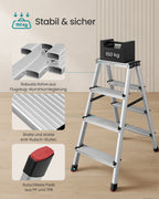Ladder – met 4 antisliptreden – zilvergrijs-inktzwart