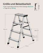 Ladder – met 4 antisliptreden – zilvergrijs-inktzwart