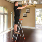 Ladder - 3 treden - Aluminium - Antislip voeten - Draagvermogen 150 kg