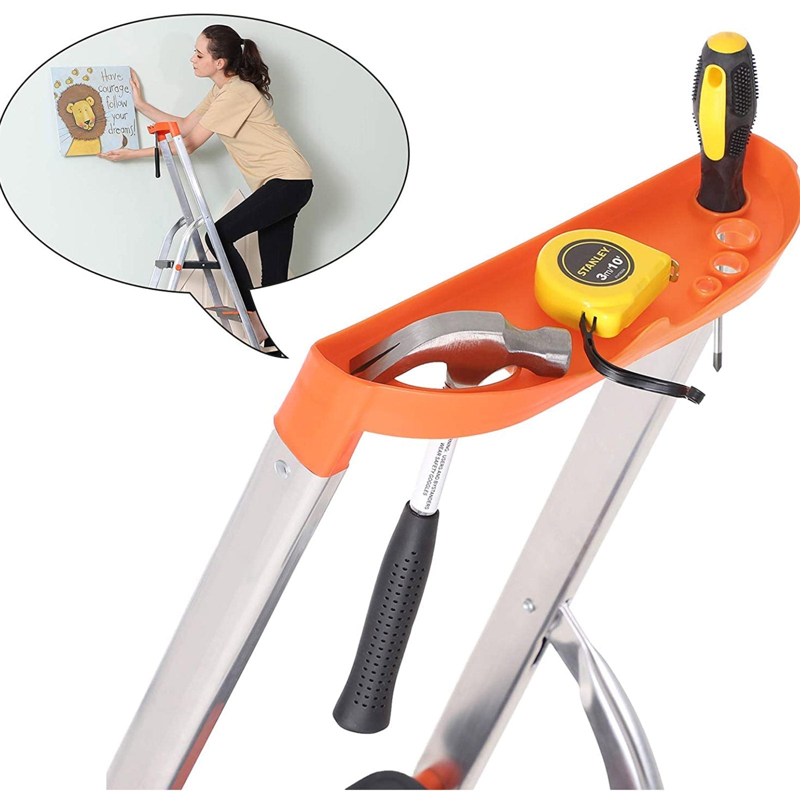 Ladder - 3 treden - Aluminium - Antislip voeten - Draagvermogen 150 kg
