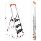 Ladder - 3 treden - Aluminium - Antislip voeten - Draagvermogen 150 kg