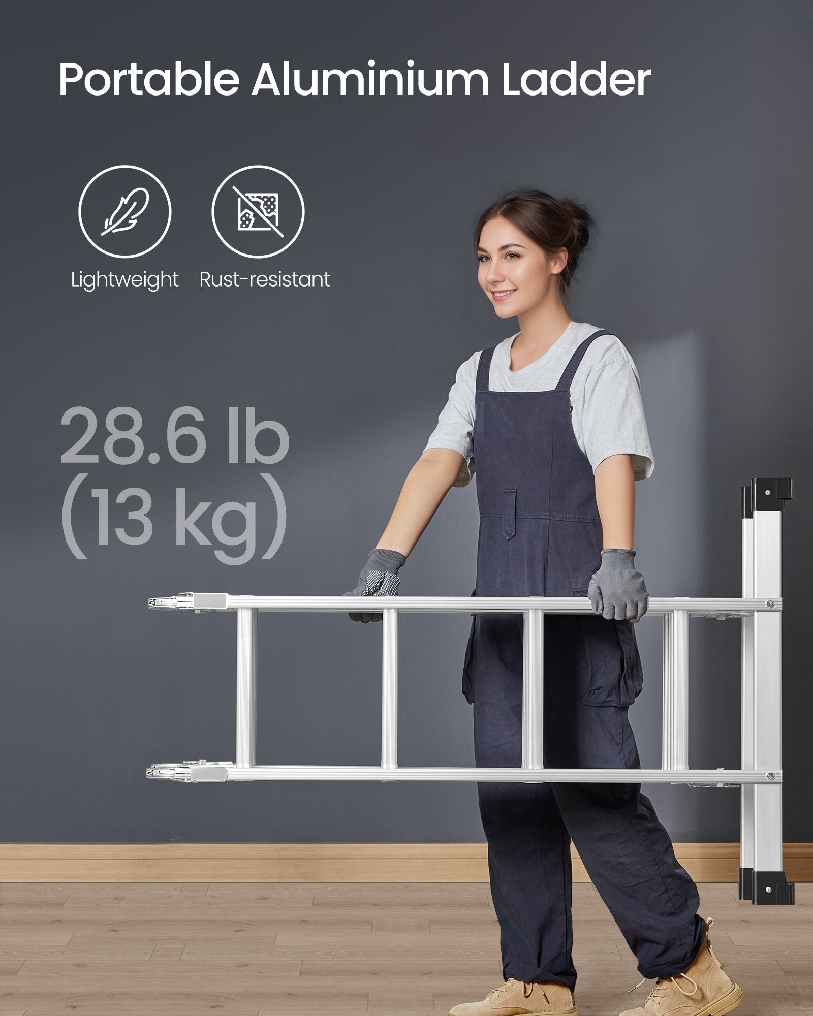 Aluminium ladder – 16 treden – 430 cm – Zilver