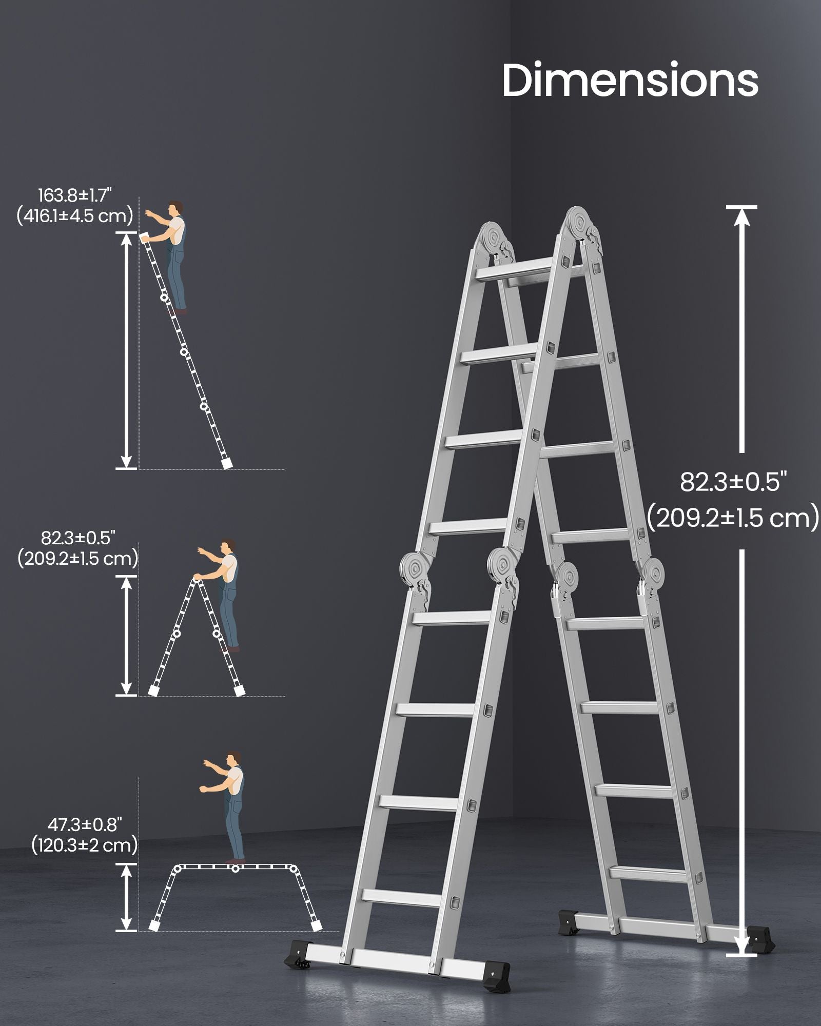 Aluminium ladder – 16 treden – 430 cm – Zilver