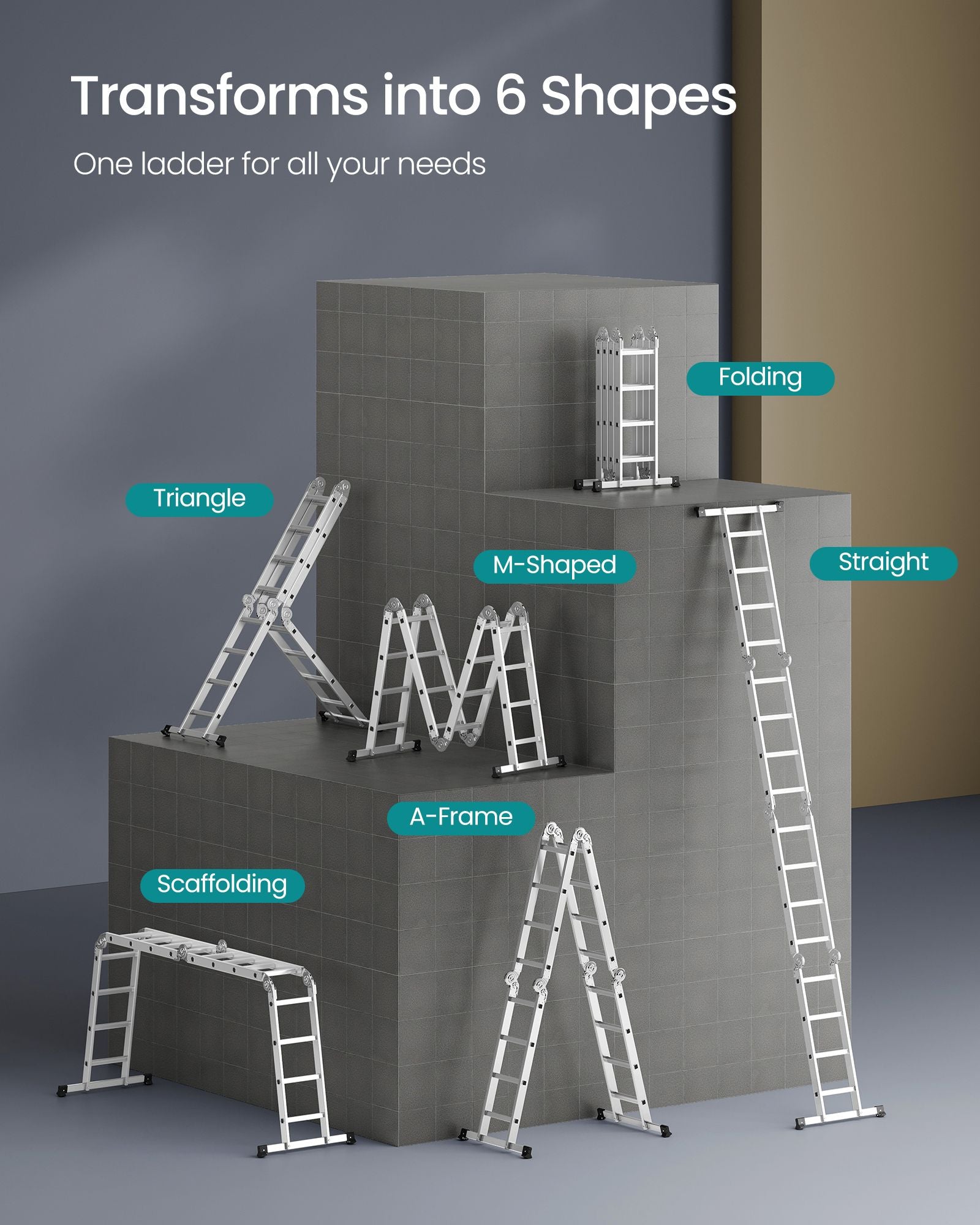 Aluminium ladder – 16 treden – 430 cm – Zilver