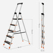 Opvouwbare trapladder – 5 treden – Aluminium – Zwart-oranje