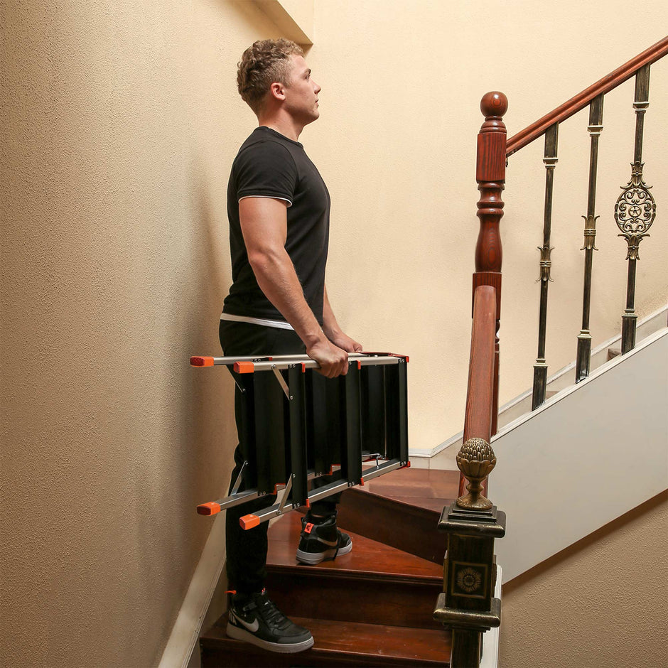 Vouwladder – Antislip en lichtgewicht – Zwart / Oranje / Zilver